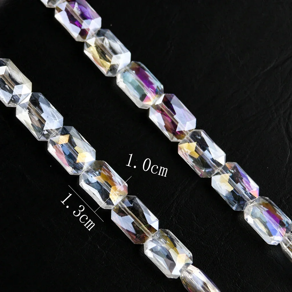 AB Coated Rectangular Crystal Bead Faceted Prism Loose Stone 1.0x1.3cm 10pcs Jewelry Making Necklace Earring DIY Supply Charm