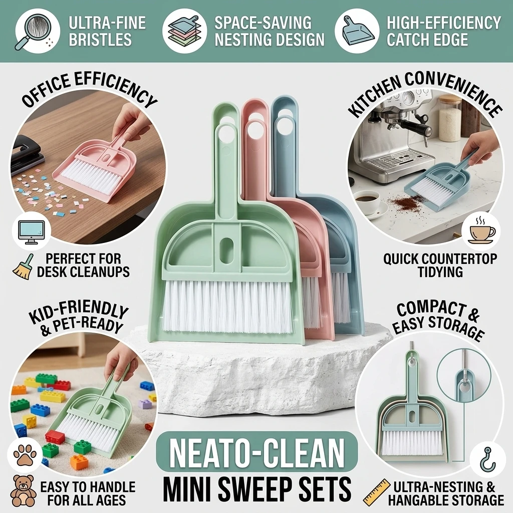 Mini Desktop Sweep Cleaning Brush Keyboard Brush Cat Hamster Dustpan Small Broom Set Pet Professional Cleaning Tools 1 Set 2026