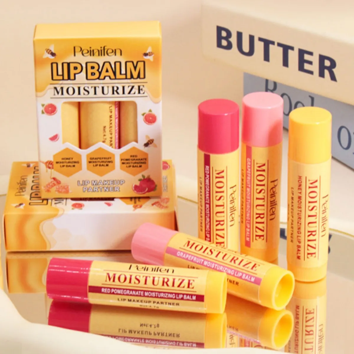 3-Piece Lip Balm Lipstick Base Lip Balm Makeup Natural Plant Anti-Scratch Lip Care Petroleum Jelly Lip Balm