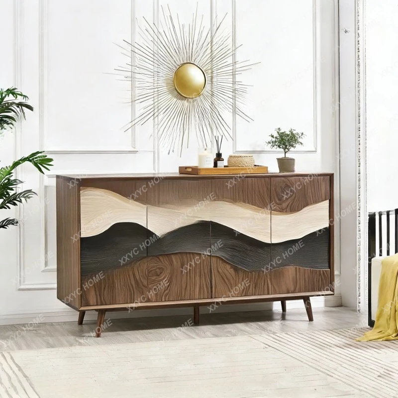 

Q minimalist dining side cabinet solid wood entrance modern light luxury living room decorative locker