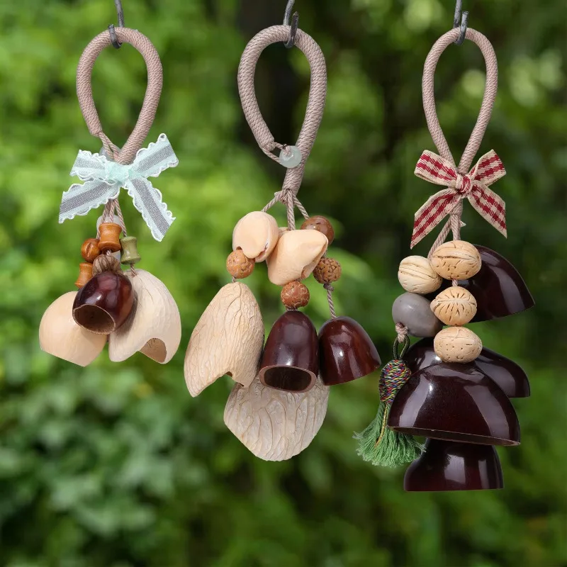 1PCS Natural Handmade Nut Shell Hanging Bell Seed Sound Healing Hand Rattle Bell Fill Wish Fruit Bag Ornaments Yunnan Gift