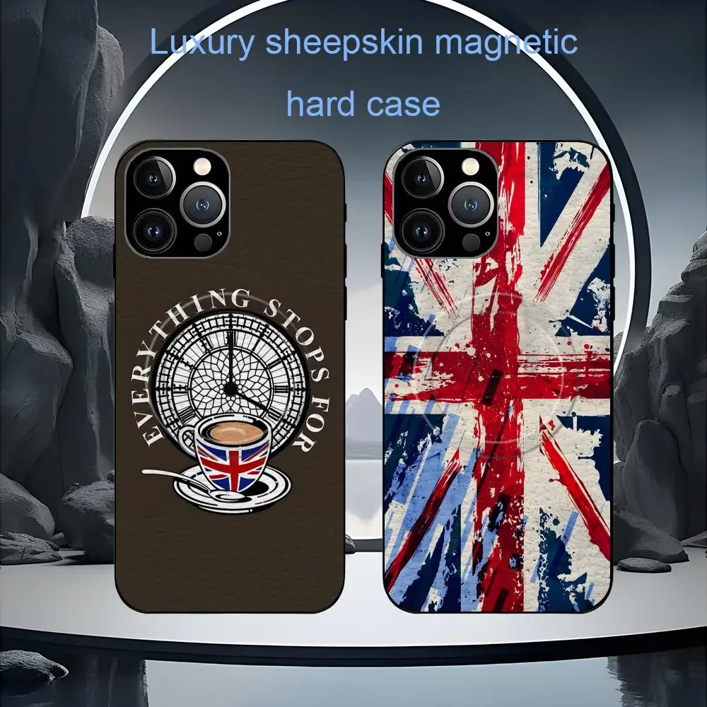 

Модный чехол для телефона с британским флагом для iPhone 17, 16, 15, 14, 13, 12, 11 Plus Pro Max, роскошный роскошный чехол Magsafe из овчины