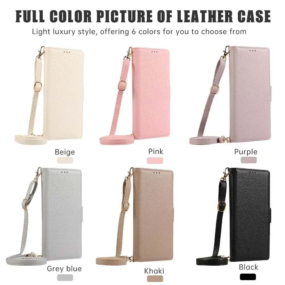 S25 Ultra Crossbody Wrist Strap Phone Case for Samsung Galaxy S24 S23 S22 Plus S21 FE A05S A55 A35 A15 Wallet with Card Holder