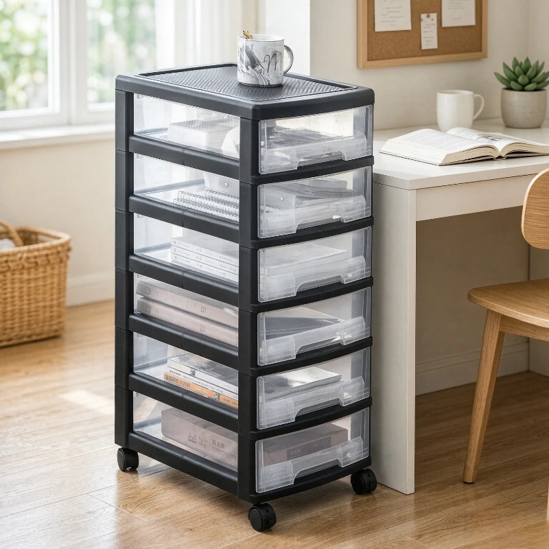 6 Tier Rolling Storage Cabinet with Lockable Front Wheels and Secure Drawers Mobile File Organizer for Paperwork or Cosmetics