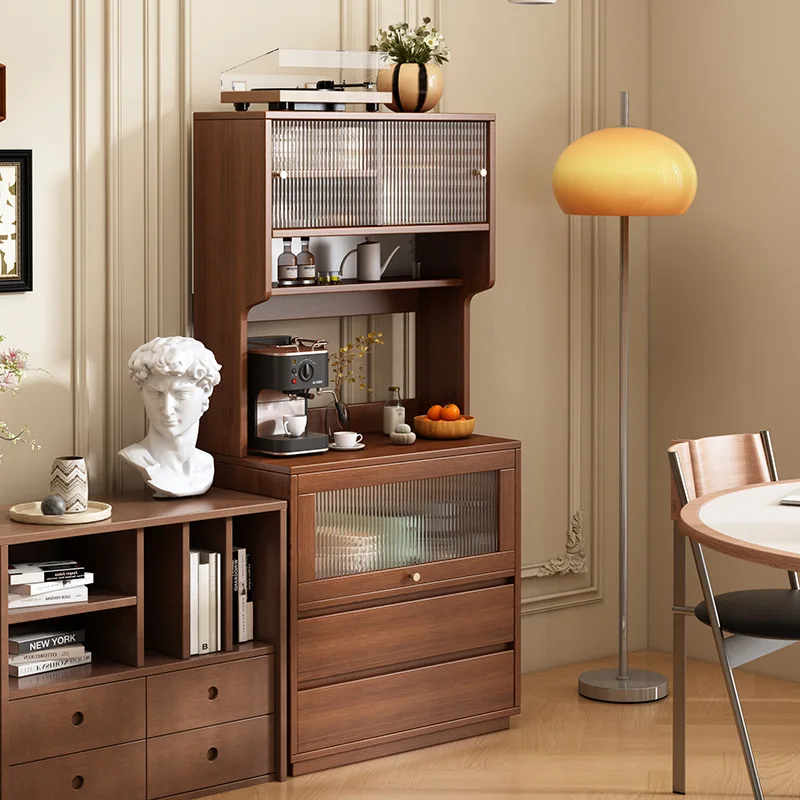 

Living room side cabinet against the wall integrated tea table side solid wood color kitchen integrated cabinet