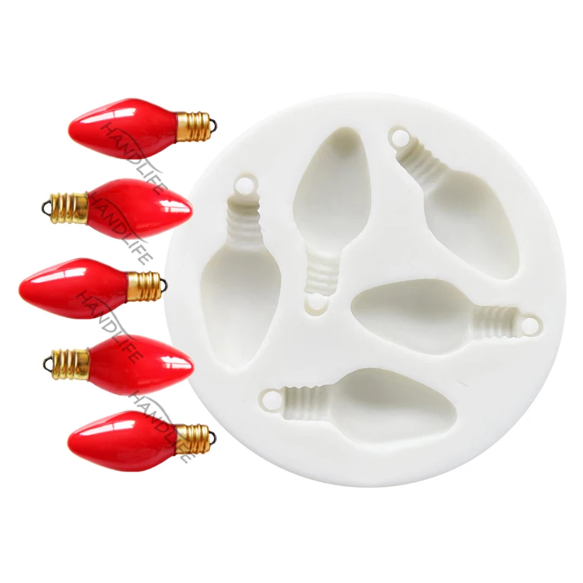 Christmas Light Bulb Silicone Mold Fondant Chocolate Sugarcraft Mold Cake Decorating Tools Baking Accessories