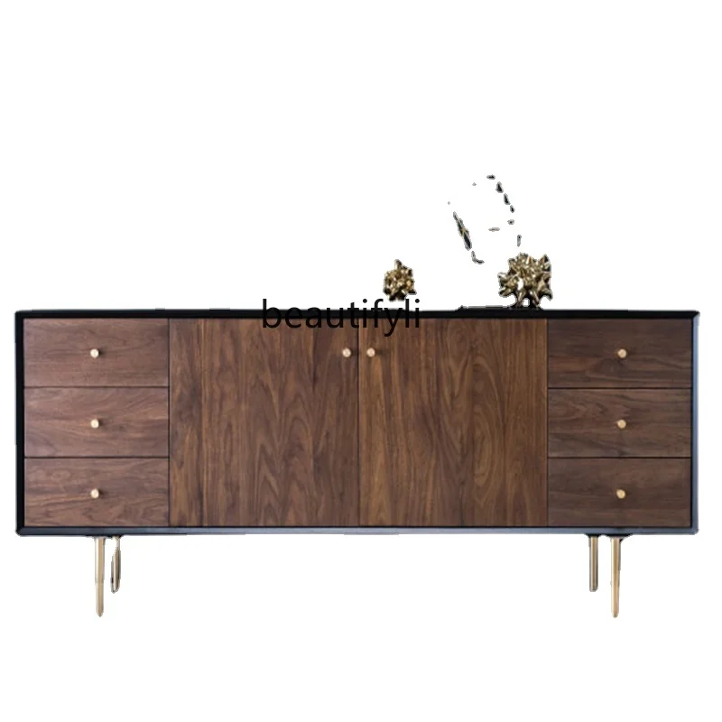 

Nordic Modern Solid Wood Sideboard Style Tea Cabinet Minimalist Living Room Entrance Cabinet Log Locker Chest of Drawers