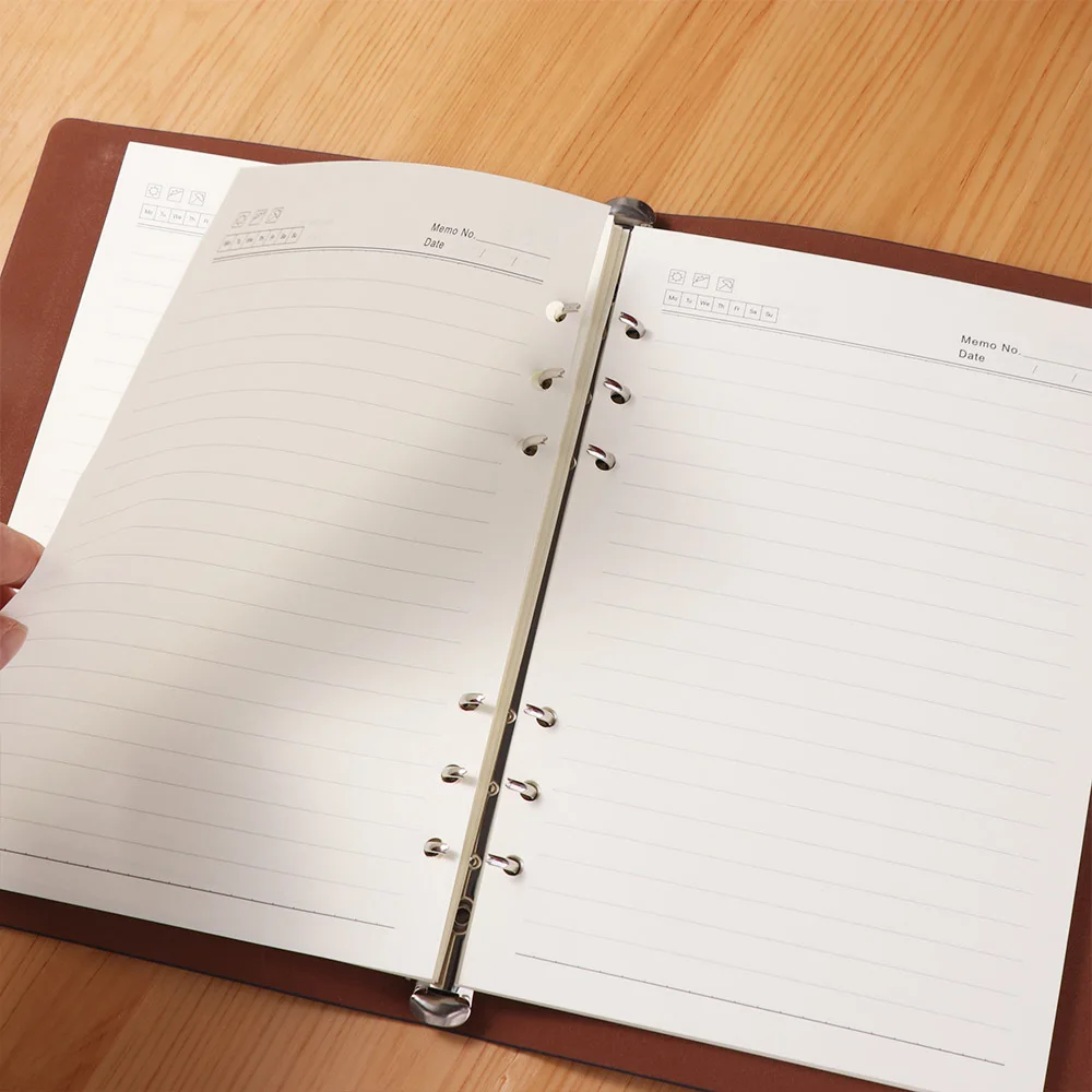 

80 Sheets A5 English Notepad Horizontal Line English Handbook Soft PU Leather Cover Portable Loose-leaf Notebook