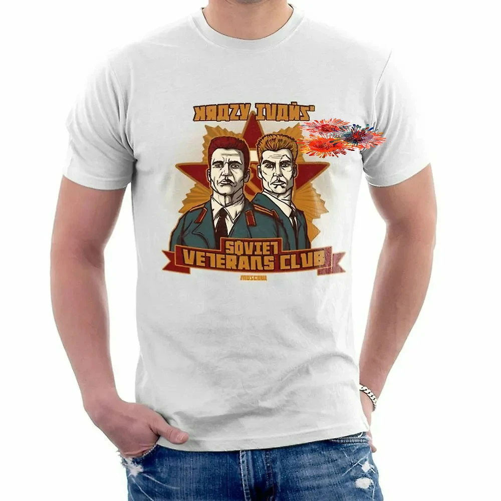 Krazy Ivans & Ivan Drago Vintage Soviet Veterans Club T-Shirt 100% Cotton O-Neck Short Sleeve Casual Mens T-shirt Size S-3XL