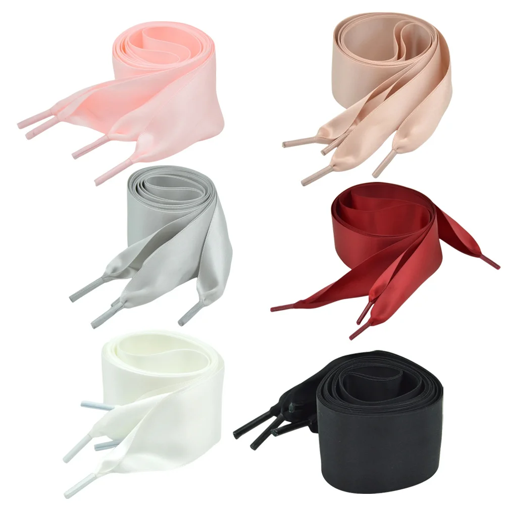 

6Pairs Satin Shoelaces Ribbon Laces Flat Colored Shoe Laces Suitable Casual Athletic Boots Sneakers Women Girls Gift Choice