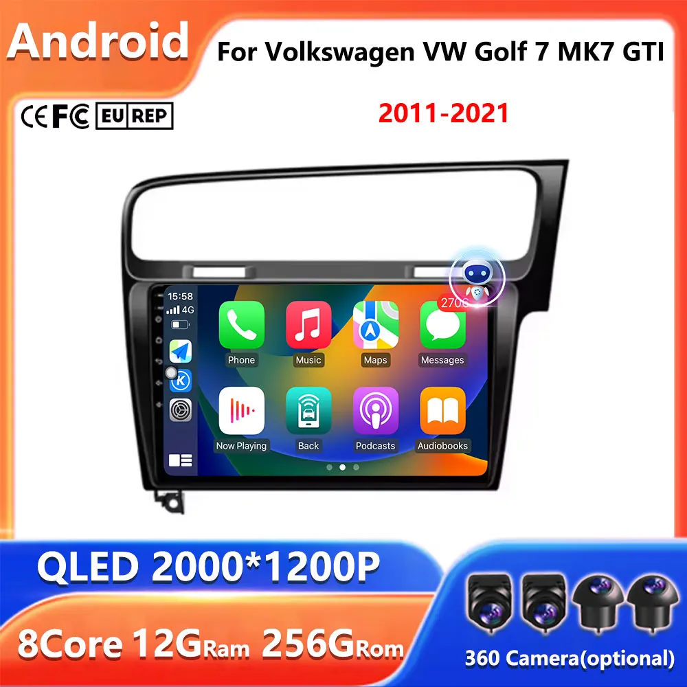 

Car Radio Android 14 Carplay Android Auto For Volkswagen VW Golf 7 MK7 GTI 2011-2021 RHD Multimedia Player 4G+Wifi BT DSP GPS