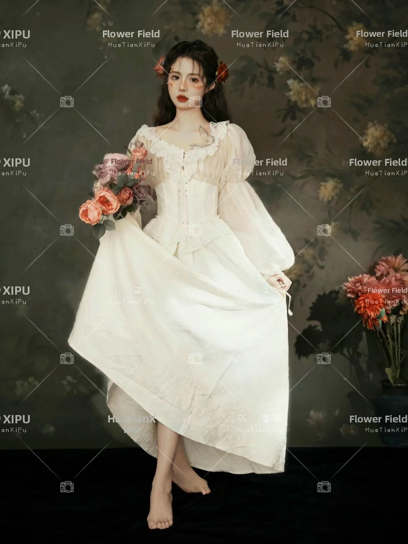 

Retro Theme Oil Painting Style Dress for Girls Photography Studio New Arrival Summer 2024 Personal Portrait Clothing