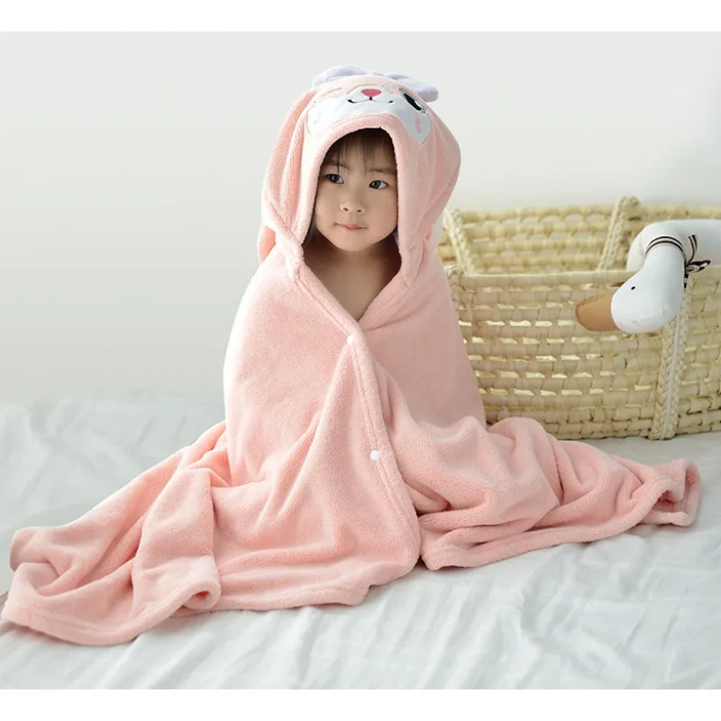 

Baby Coral Velvet Hooded Towel - Cartoon Animal Kid Towel Quick Dry for Beach/Swimming Multi-use as Cloak Bathrobe & Swaddle