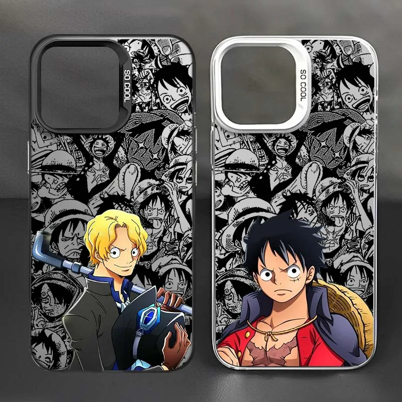 

Luxury One Piece Luffy Zoro Phone Case For Apple iPhone 17 Air 16 16e 15 14 13 12 11 Mini Pro Max Plus Colorful Silver Cover