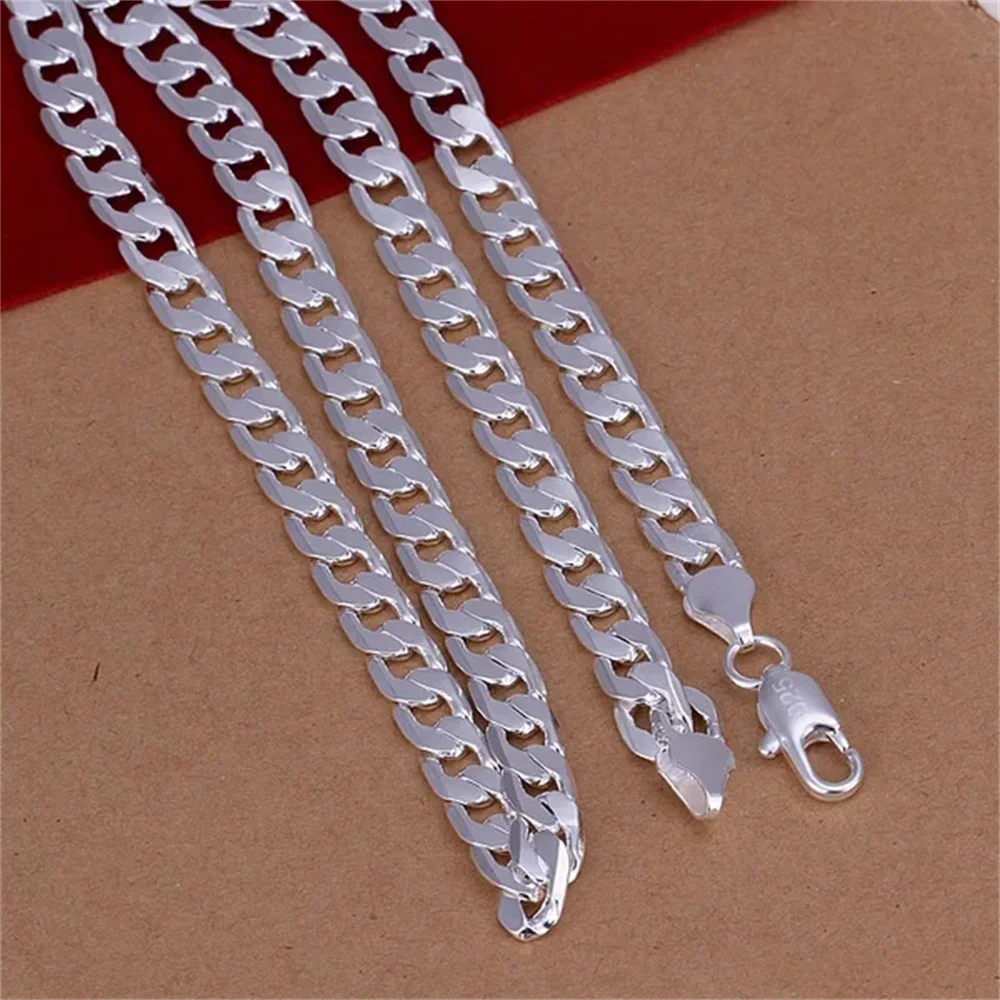 925 Sterling Zilveren Klassieke 6Mm Geometrie Ketting Ketting Voor Vrouw Mannen Charme Mode Bruiloft Sieraden Vakantie Geschenken