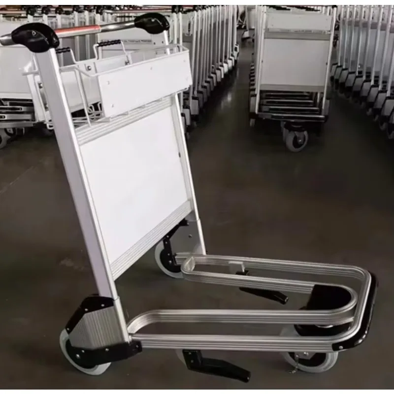 Smooth running noiseless aluminum alloy luggage airport trolley with manual automatic brake
