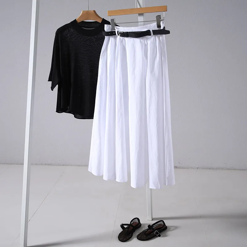 Lightweight High-count Pure Cotton A-line Maxi Skirt