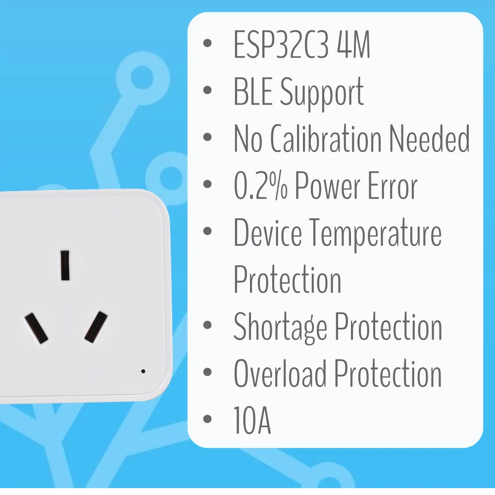 IoTorero hecho para ESPHome ESP32C3 Australia enchufe monitoreo del consumo 16A funciona con el asistente doméstico