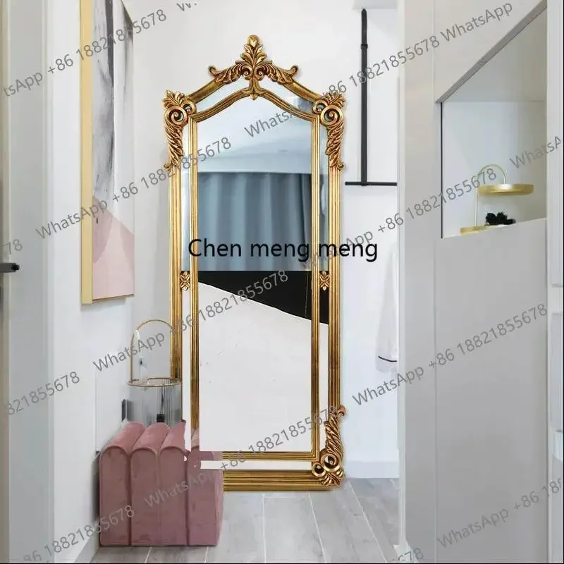 zG185Nordic American simple full-length mirror carved retro floor entrance wall-mounted decorative mirror