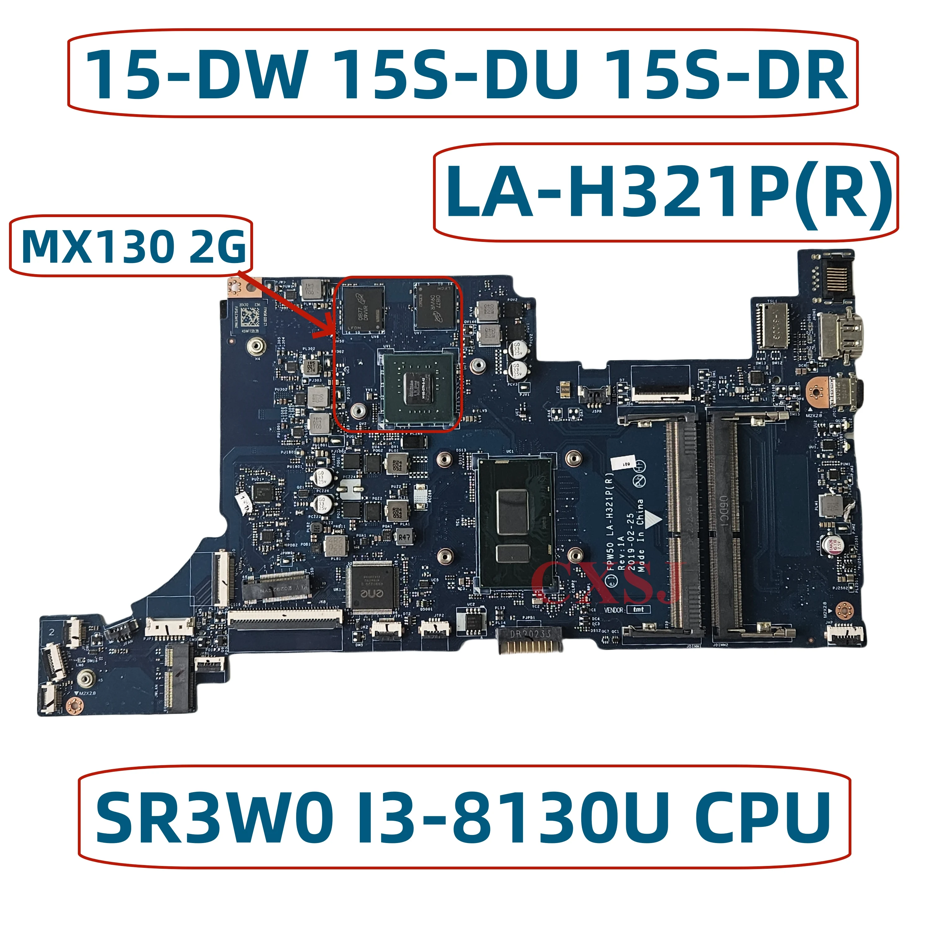 

Материнская плата FPW50 для ноутбука HP 15-DW с процессором I3-8130U MX130 2 Гб