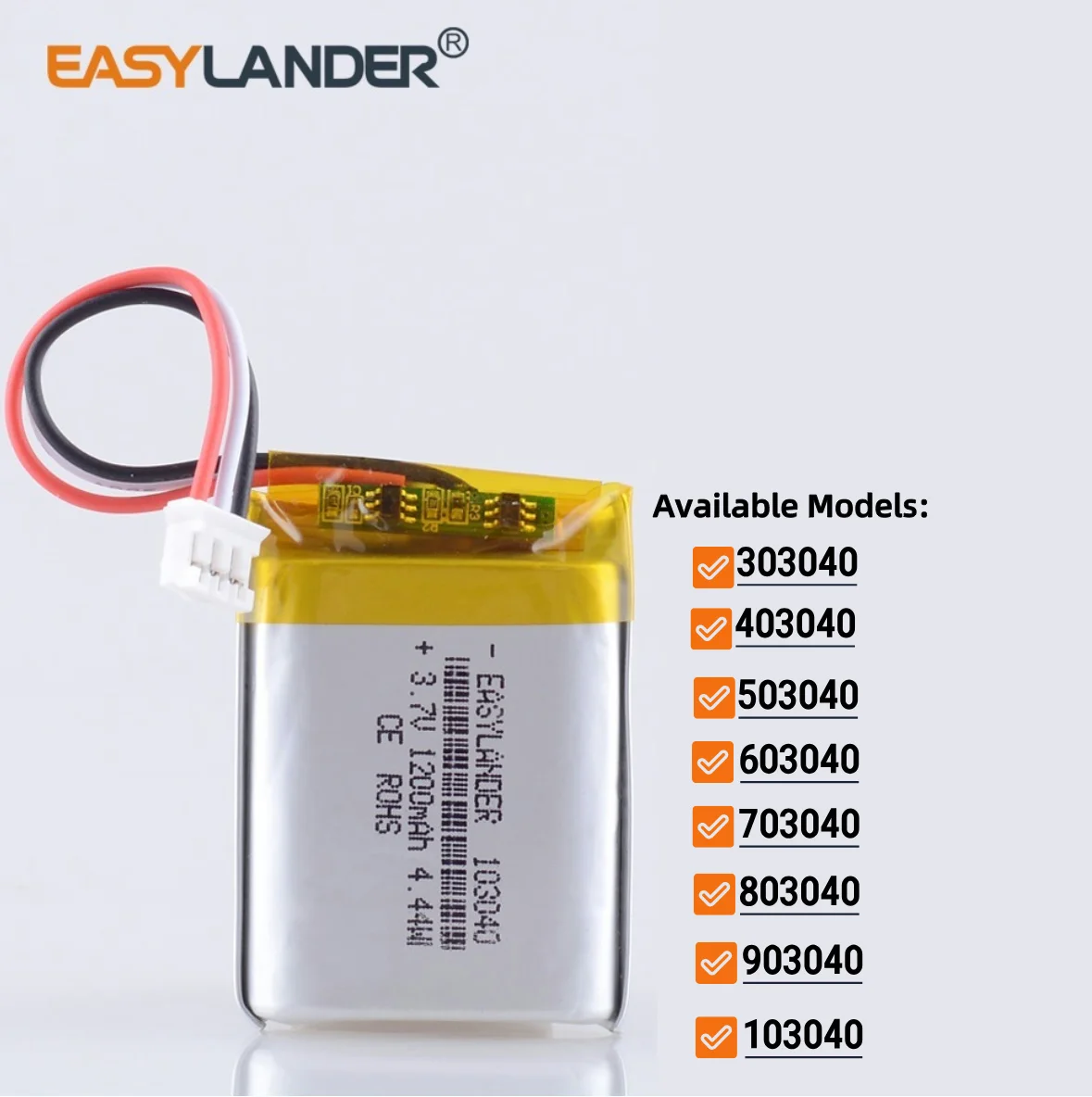 PH2.0 3Pin 3.7V 303040 403040 503040 603040 703040 803040 903040 103040 batterie Lithium-ion polymère Rechargeable pour DVR