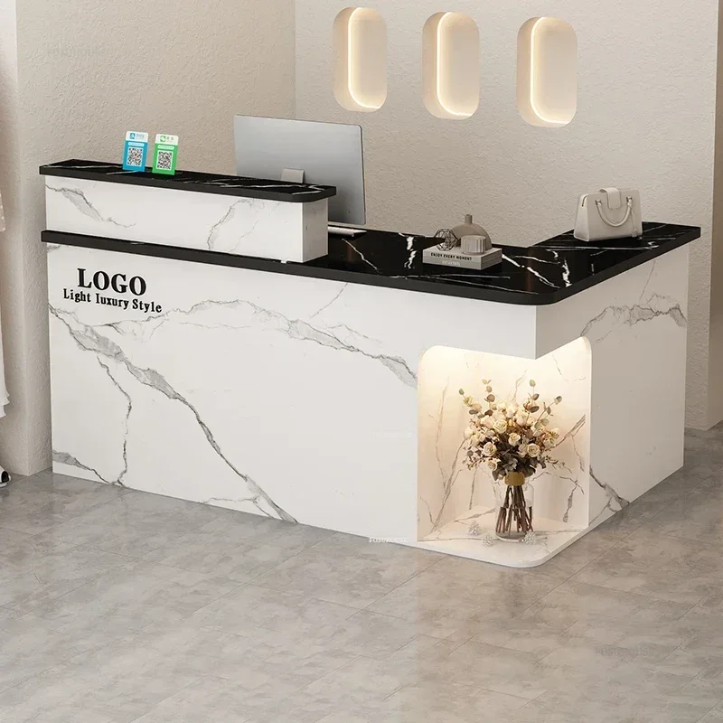 & Nordic Designer Corner Reception Desk Office Furniture Beauty Salon Reception Counter Company Clothing Store Cashier Bar Count