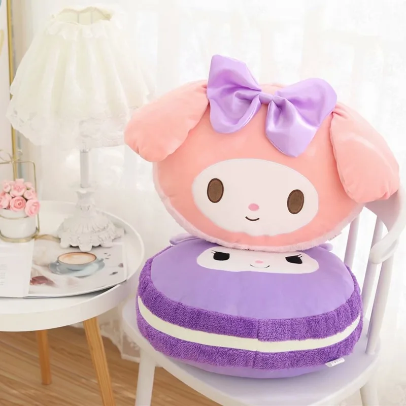 Sanrio Anime Cute My Melody Kuromi Cinnamoroll Hello Kitty Plush Pillow Cushion Seat Soft Cute Car Upholstery Cushion Kawaii Toy