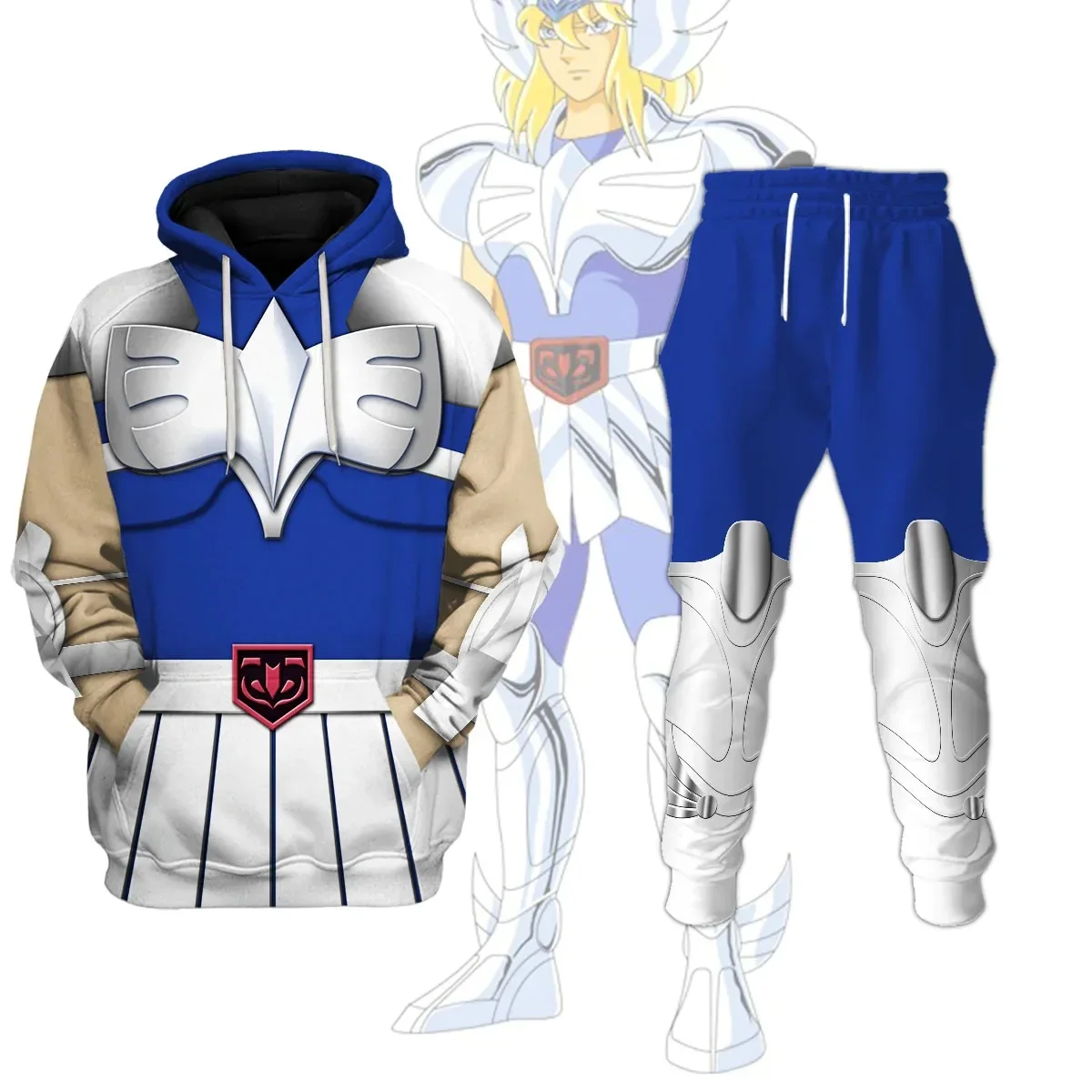 Popular Cosplay Anime Saint Seiya Printed Hoodie Pants Sets 3D Street Harajuku Kid Tracksuit Sets Men\'s Sports Two-piece Suits