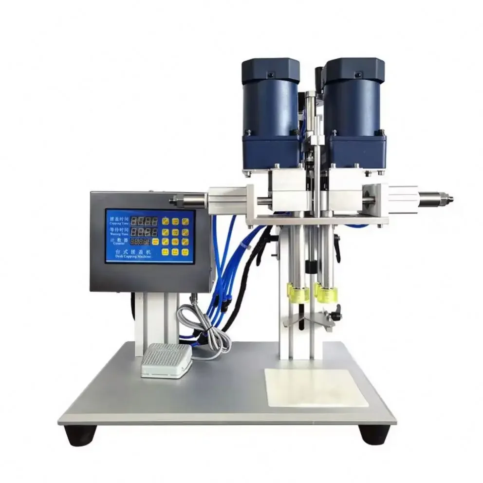 Small Desktop Manual Pump Head Capping Machine Twist Off Capping Machine Pneumatic Cosmetic Capping Machine