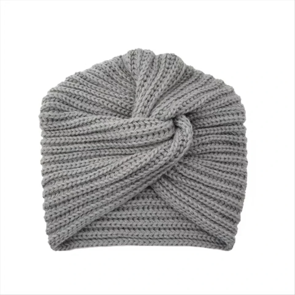 Women's Knitted Turban Hat Bohemia Cashmere Cross Wrap Head Lndia Wool Bonnet Turbante Cap