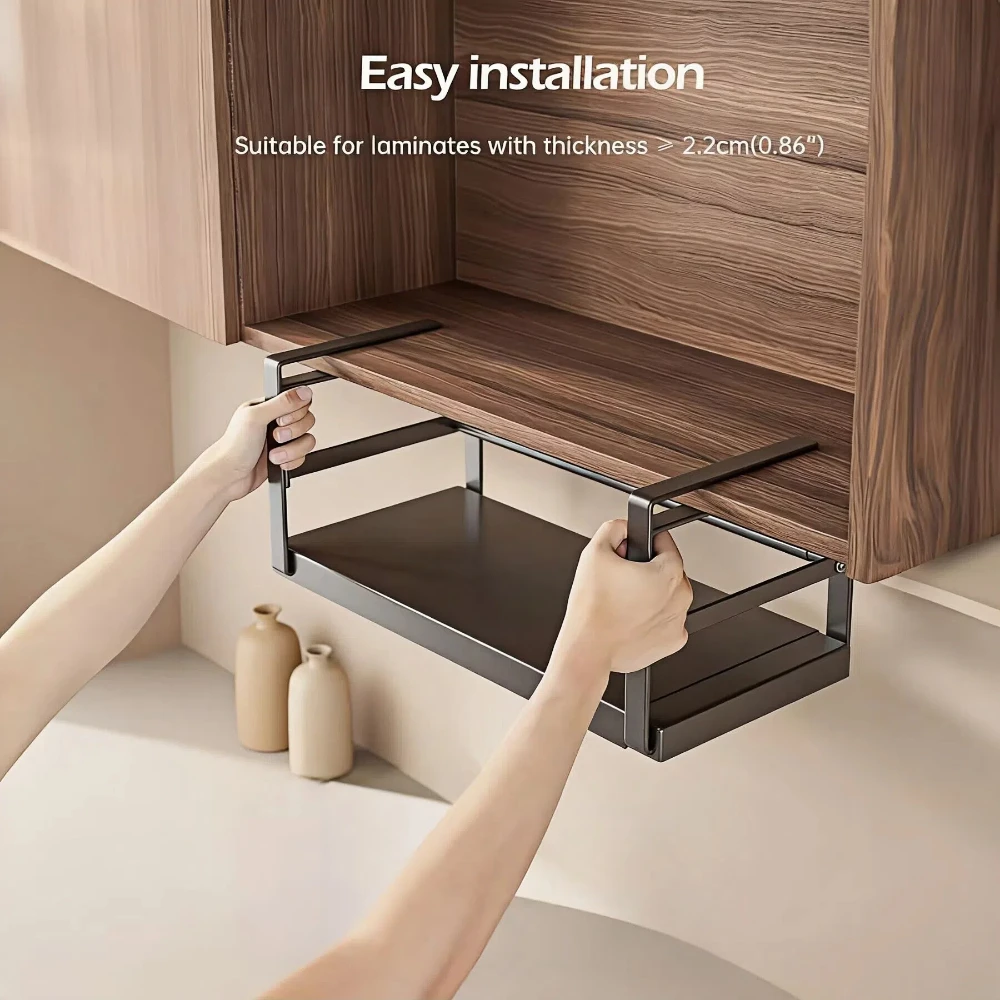 Sotto Lo Scaffale Cestino Portaoggetti Sospeso Larghezza Regolabile Sotto L'armadio Scaffali Portaoggetti Extra Organizzatore Per Cestini Antiscivolo Resistenti