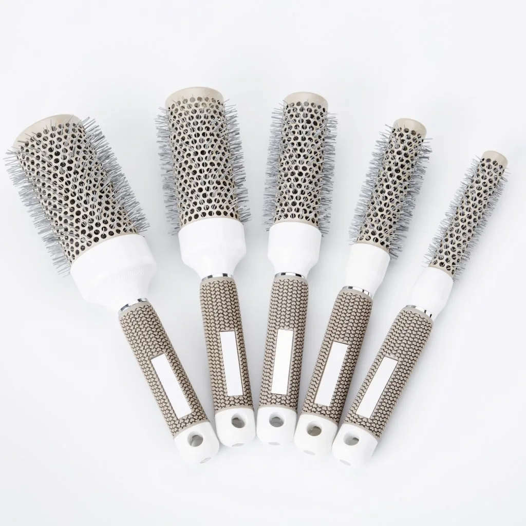 Cepillo de pelo de 6 tamaños, Nano cepillo térmico redondo, peine de barril, peluquería, peinado, secado, rizado