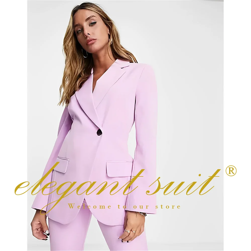 

Elegant women's business pink lapel suit trousers 2-piece set popular new style suitable for commuting and office custom tuxedo