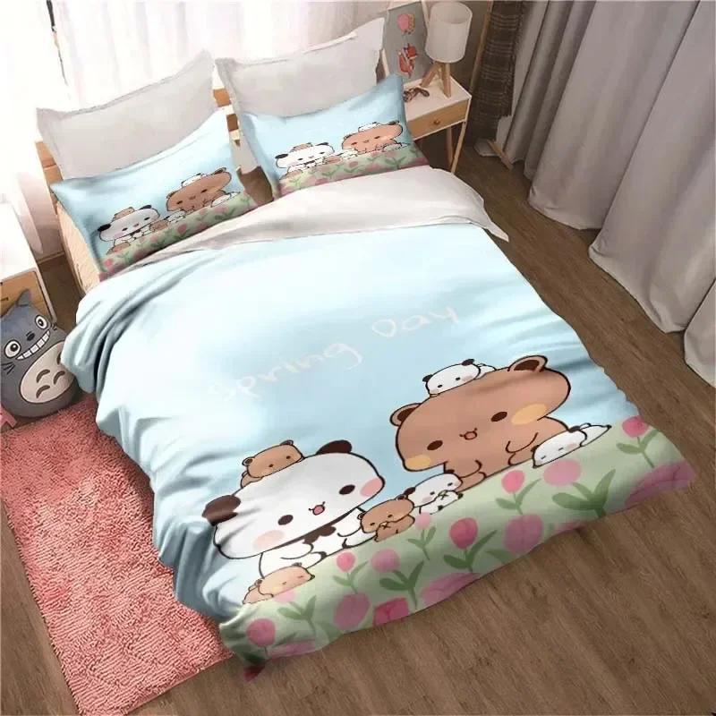 

Bubu Dudu Cartoon Cute Bear Kawaii Christmas Gift Bedding Set Double King Size Duvet Cover and Pillowcase Kid's Duvet Cover Set