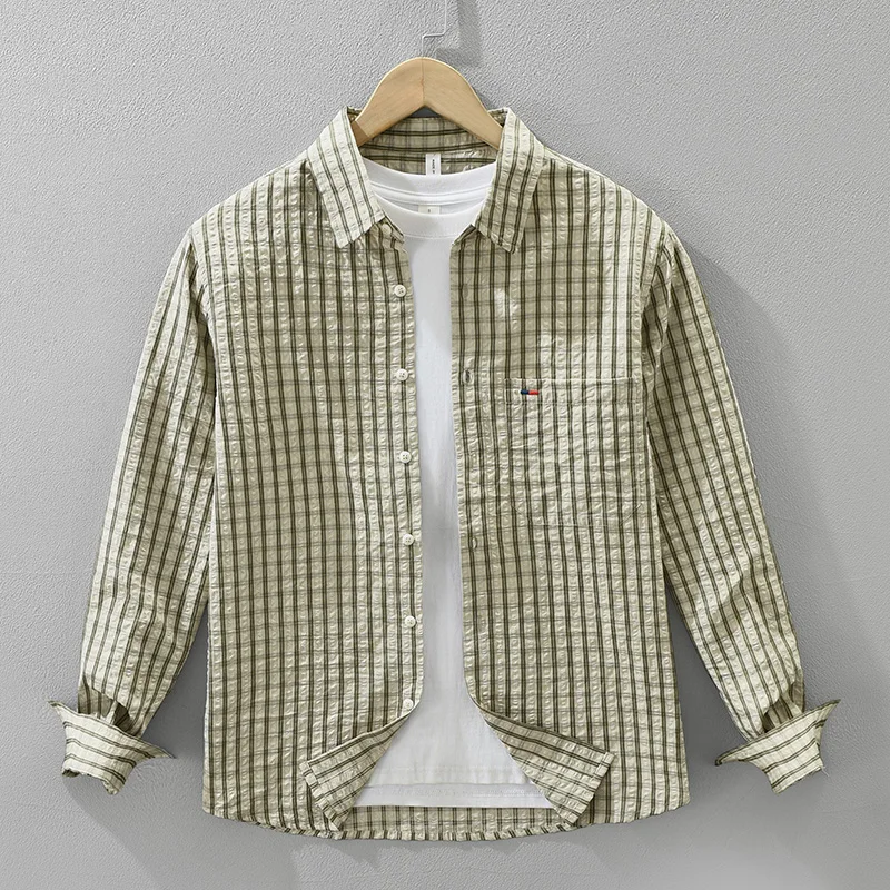 

2025 Autumn New Casual Plaid Shirt for Men Pure Cotton Loose Long Sleeve Shirts Fashion Men's Clothing