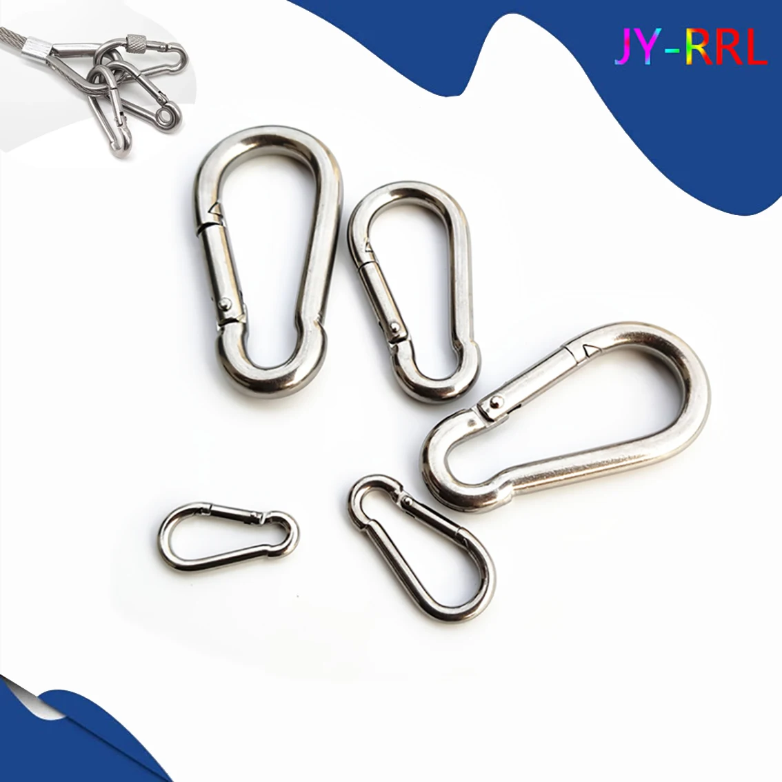 1Pcs Stainless Steel 304/316 Carabiner Carbine Snap Hook M4 M5 M6 M7 M8 M9 M10 M11 M12 M14 Spring Safety Buckle Key Ring