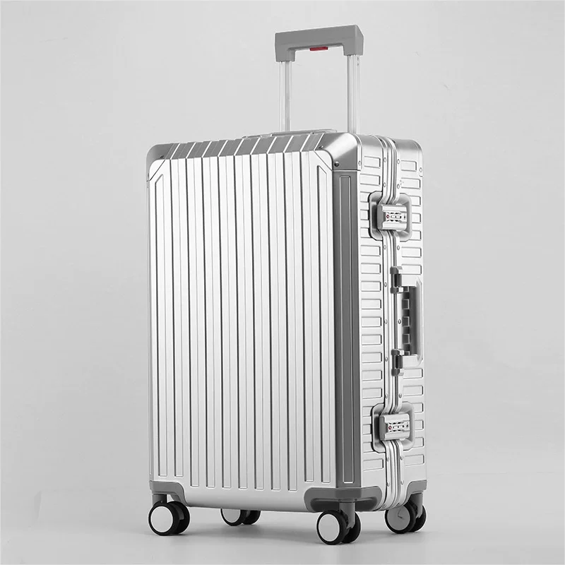 Unisex All Aluminum 20“24\'\'26\'\'29 Inch Alloy Travel Suitcase New Trolley Case Rolling Universal Luggage On Mute Wheels Boarding
