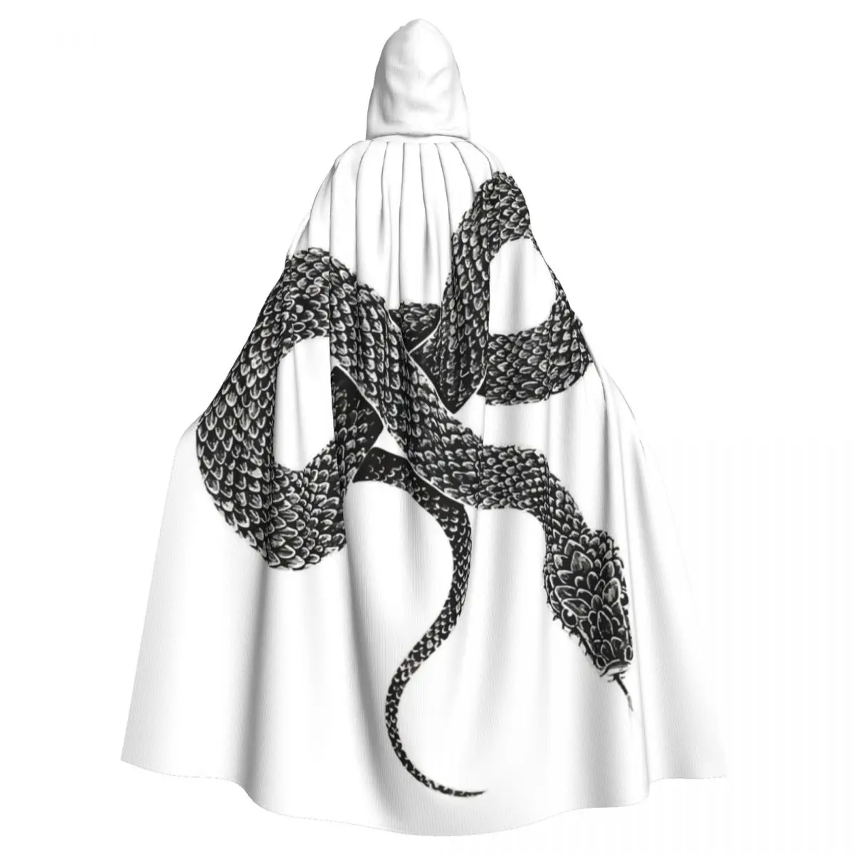 

Monochrome Snake Long Hooded Cloak Witch Medieval Costume Cosplay Cape HalloweenParty Adult Unisex keep warm Water Resistant