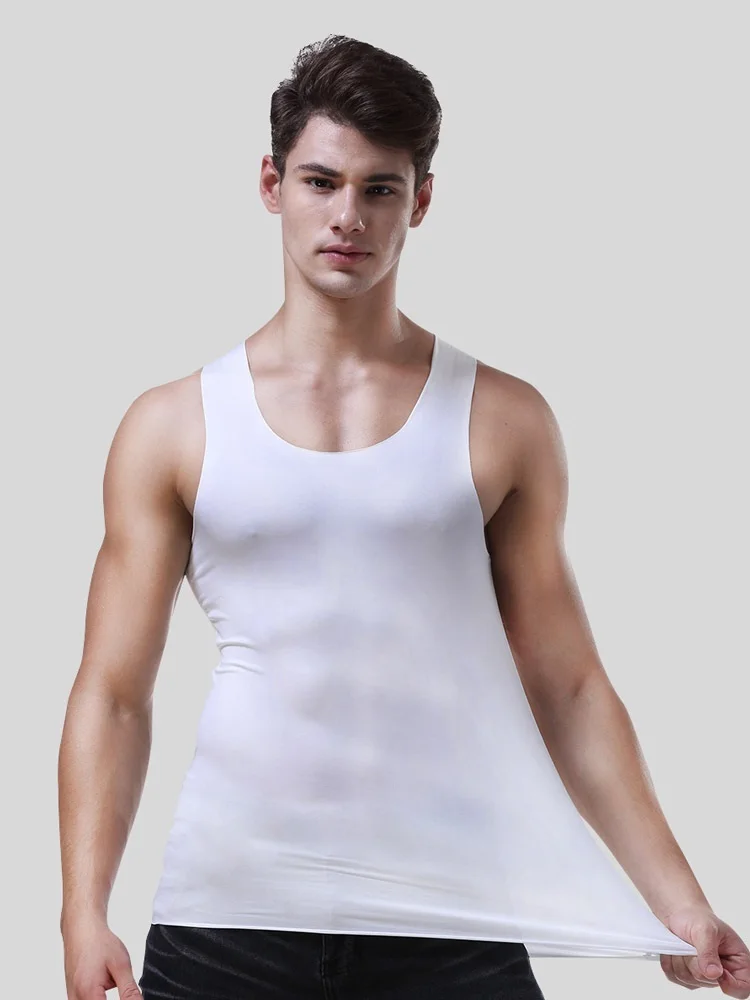 Men's vest Ice Silk seamless fitness summer slim-fit breathable underwear Youth sports hurdle sleeveless undershirt image 2