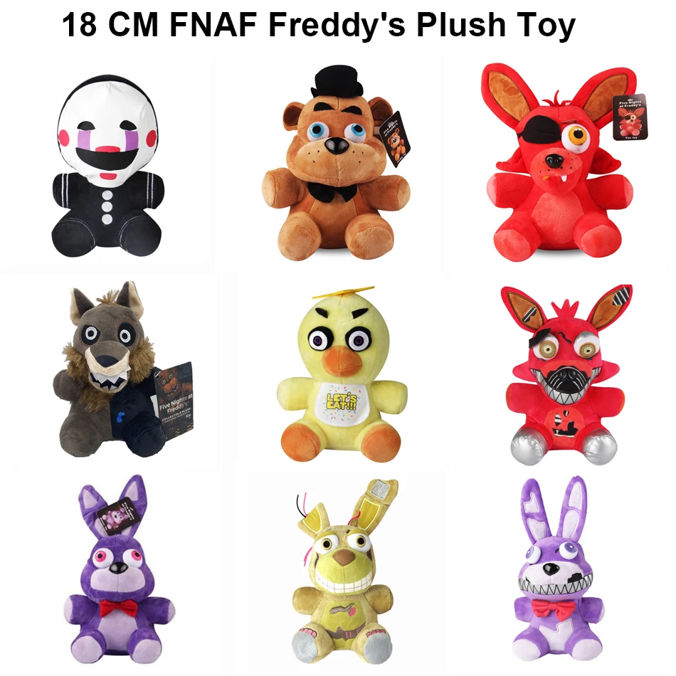 Brinquedos de pelúcia Five Night at Freddy\'s para crianças, bonecas de pelúcia fofas, boneca de jogo, urso bonito, brindes, 18 cm