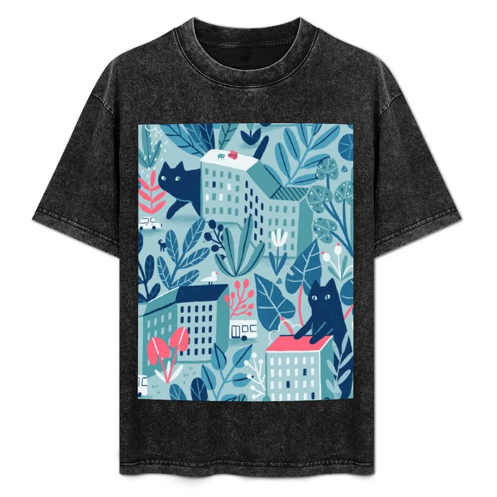 

Giant cats, plants and dormitory area. T-Shirt Plus Size Loose Fit T-Shirt