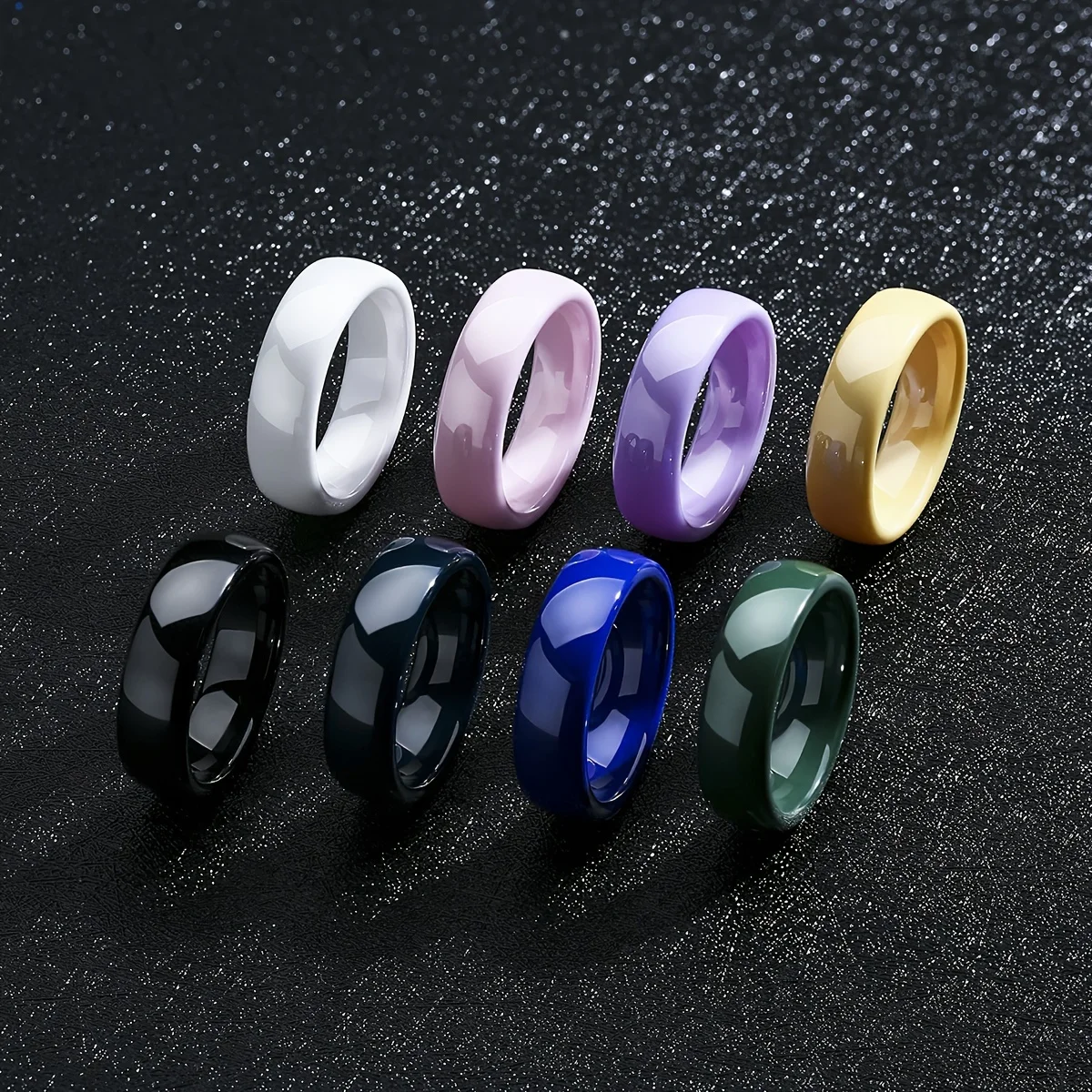 Anillo de Cerámica de 6 mm Unisex para Hombre y Mujer, Negro, Blanco, Verde, Azul, Morado, Anillo de Boda Sencillo, Anillo de Promesa, Anillo para el Pulgar, Hipoalergénico