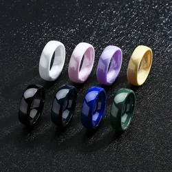 6mm Ceramic Ring Unisex Men Women Black White Green Blue Purple Plain Wedding Band Promise Thumb Ring Matching Hypoallergenic