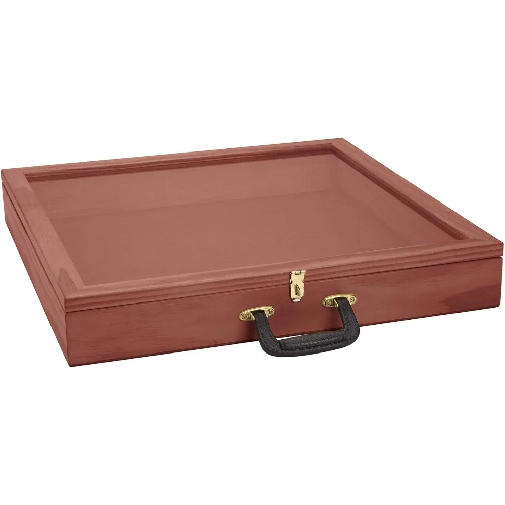 Portable Cherry Wood Countertop Display Case for Jewelry, 24