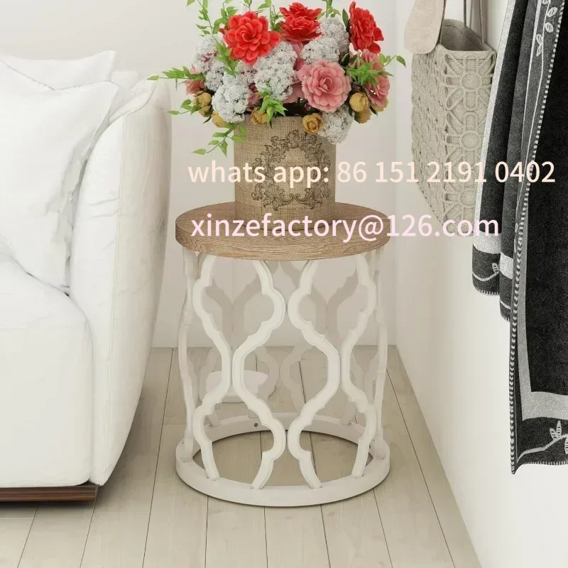 Anpassbare Retro Distressed Holz Seite Wohnzimmer Balkon Hause Lagerung Rack Couchtisch Runde Hohl Kreative Kaffee