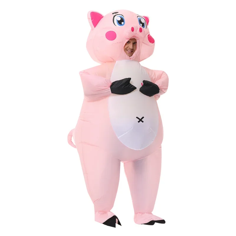 Funny Inflatable Pink Pig Zebra Costume Halloween Annual Carnival Party Adult Cartoon Animal Mascot Cosplay Costume Props