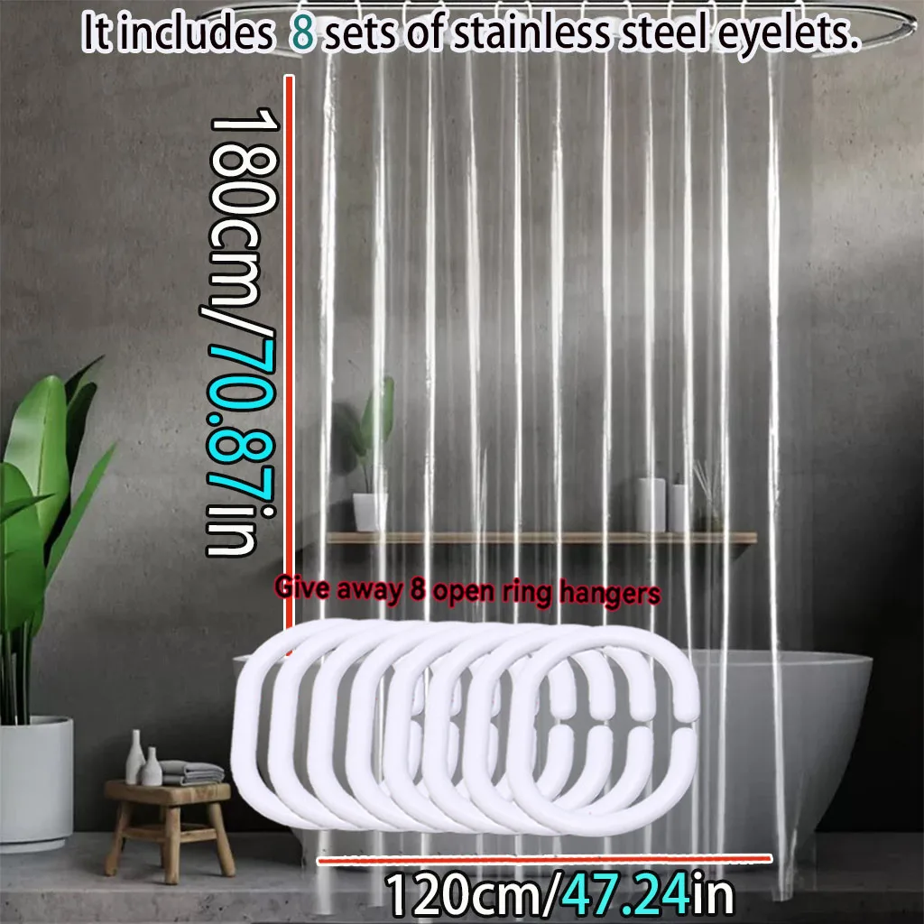 Transparent Shower Curtain High Permeability PEVA Material Waterproof Easy to Take Care of Bathtub Shower Room Partition Curtain