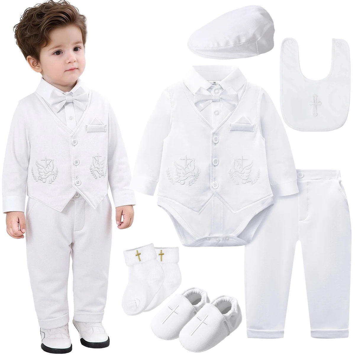 Baby Boy Christening Outfit Infant Baptism Easter Blessing Suit Toddler Wedding Chritmas Xmas Formal Ring Bearer Clothes Set