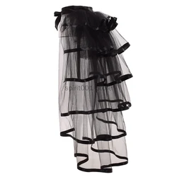 Women Punk Puffy Ruffle Tutu Party Bustle Skirts Sexy Steampunk Cocktail Party Tie-on Overskirt Gothic Tulle Skirt for Female