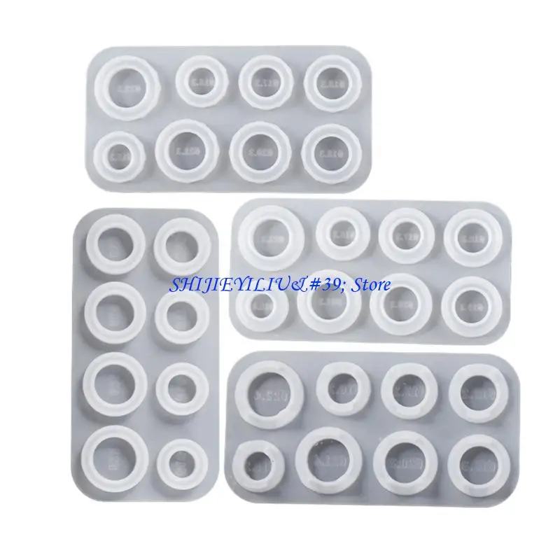 

E21F Resin Jewelry Molds for Keychain Pendant 8 Cavities Rings Resin Silicone Molds